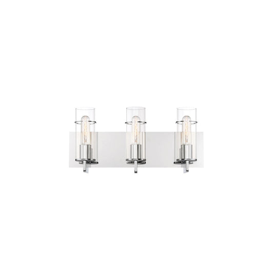 Eurofase Lighting Pista 19" 3-Light Dimmable Incandescent Chrome Bath Bar With Clear Glass Shades