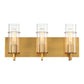 Eurofase Lighting Pista 19" 3-Light Dimmable Incandescent Gold Bath Bar With Clear Glass Shades