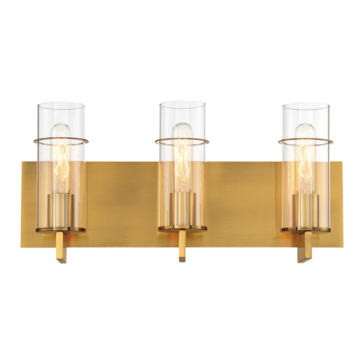 Eurofase Lighting Pista 19" 3-Light Dimmable Incandescent Gold Bath Bar With Clear Glass Shades