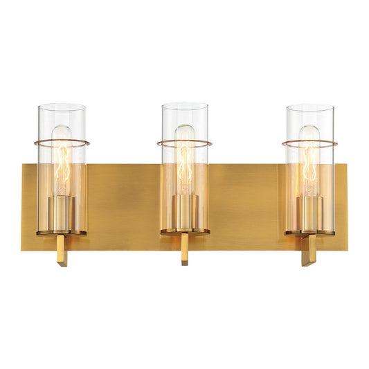 Eurofase Lighting Pista 19" 3-Light Dimmable Incandescent Gold Bath Bar With Clear Glass Shades