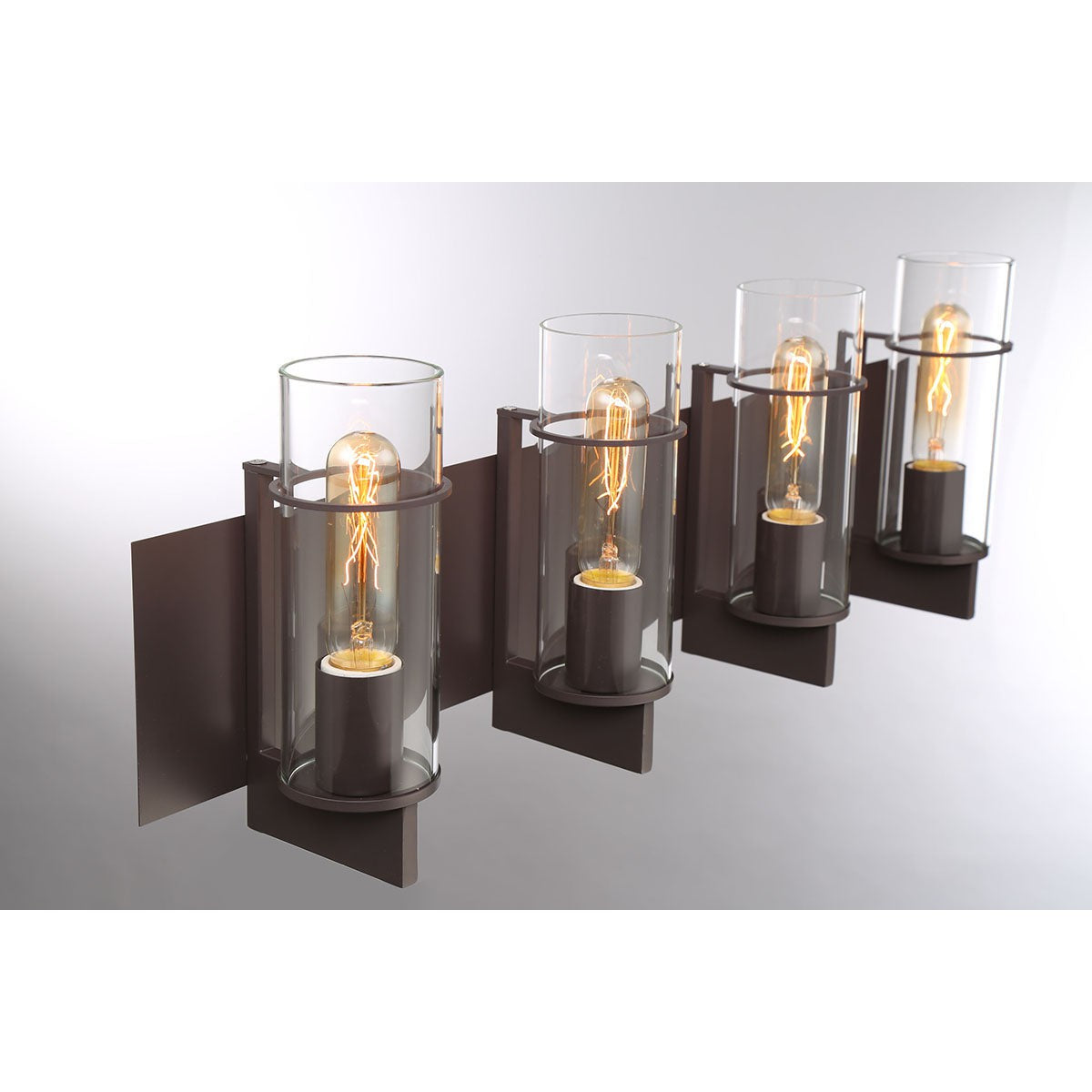 Eurofase Lighting Pista 26" 4-Light Dimmable Incandescent Black Bath Bar With Clear Glass Shades