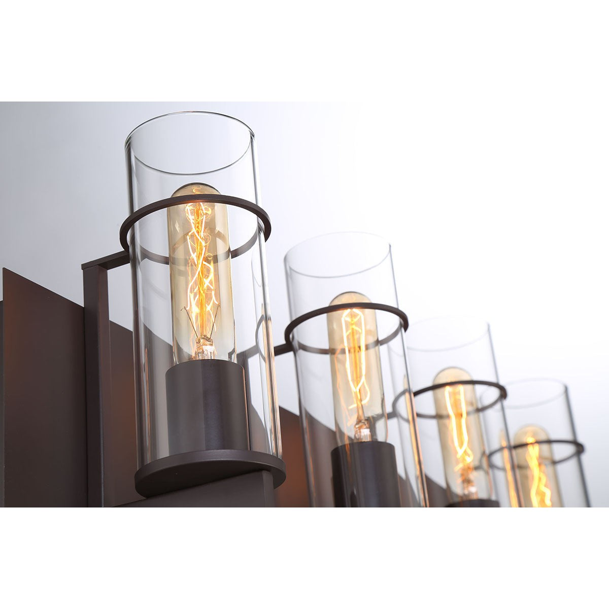 Eurofase Lighting Pista 26" 4-Light Dimmable Incandescent Black Bath Bar With Clear Glass Shades