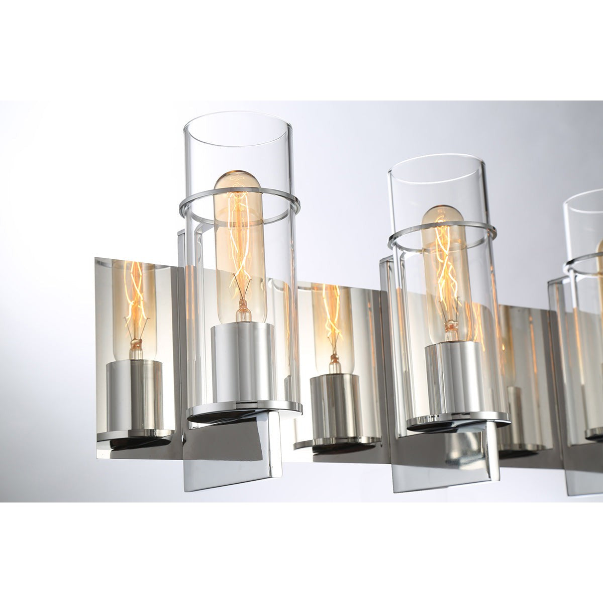 Eurofase Lighting Pista 26" 4-Light Dimmable Incandescent Chrome Bath Bar With Clear Glass Shades