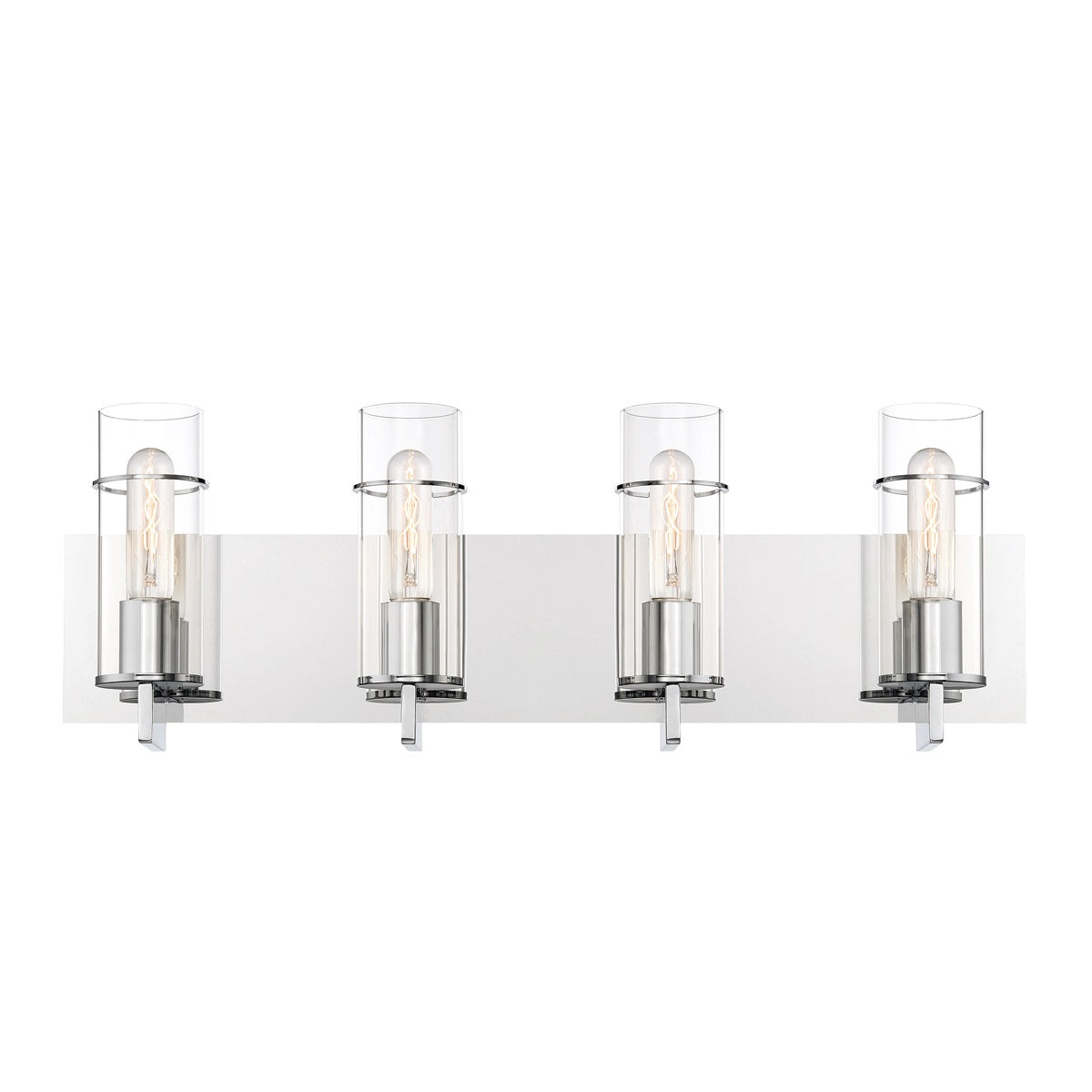 Eurofase Lighting Pista 26" 4-Light Dimmable Incandescent Chrome Bath Bar With Clear Glass Shades