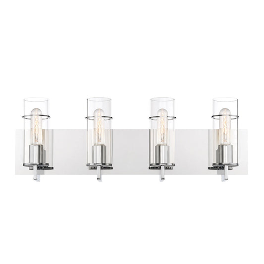 Eurofase Lighting Pista 26" 4-Light Dimmable Incandescent Chrome Bath Bar With Clear Glass Shades