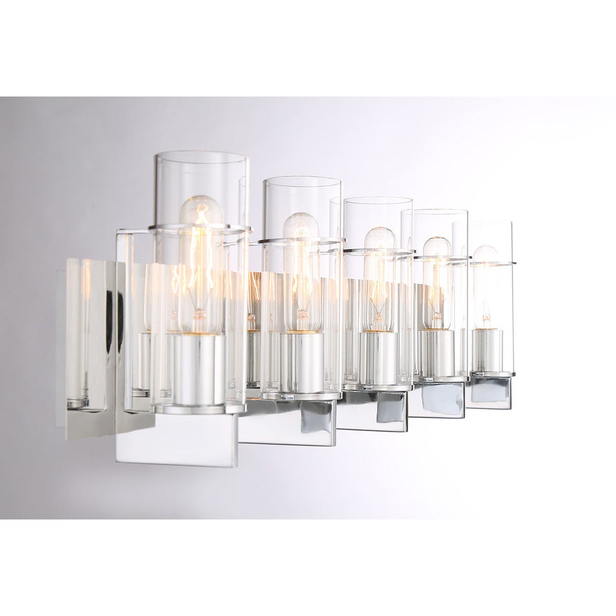 Eurofase Lighting Pista 34" 5-Light Dimmable Incandescent Chrome Bath Bar With Clear Glass Shades