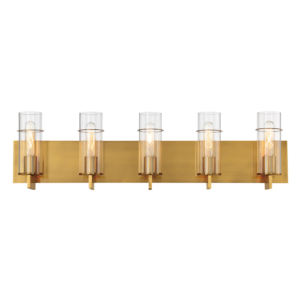 Eurofase Lighting Pista 34" 5-Light Dimmable Incandescent Gold Bath Bar With Clear Glass Shades