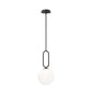 Eurofase Lighting Prospect 10" Small Dimmable Incandescent Black Metal Pendant Light With Opal White Glass Shade