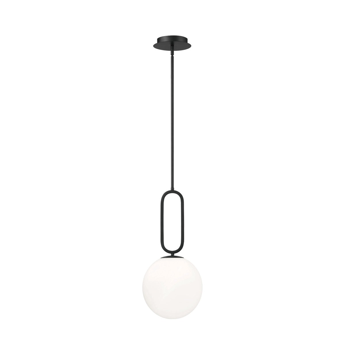 Eurofase Lighting Prospect 10" Small Dimmable Incandescent Black Metal Pendant Light With Opal White Glass Shade