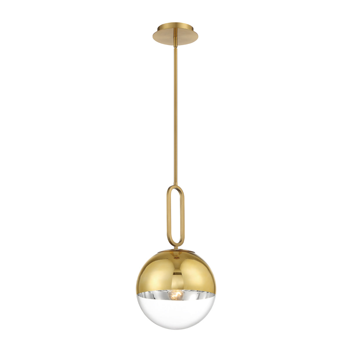 Eurofase Lighting Prospect 10" Small Dimmable Incandescent Gold Metal Pendant Light With Clear Glass Shade