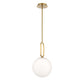 Eurofase Lighting Prospect 10" Small Dimmable Incandescent Gold Metal Pendant Light With Opal White Glass Shade