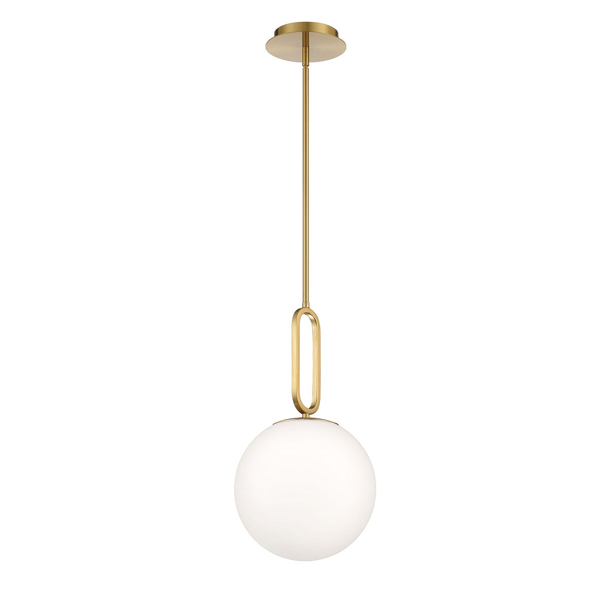 Eurofase Lighting Prospect 10" Small Dimmable Incandescent Gold Metal Pendant Light With Opal White Glass Shade