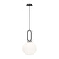 Eurofase Lighting Prospect 12" Large Dimmable Incandescent Black Metal Pendant Light With Opal White Glass Shade