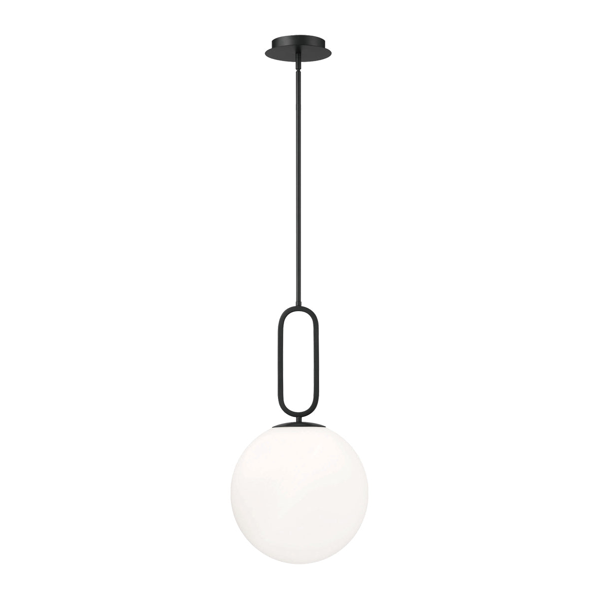 Eurofase Lighting Prospect 12" Large Dimmable Incandescent Black Metal Pendant Light With Opal White Glass Shade