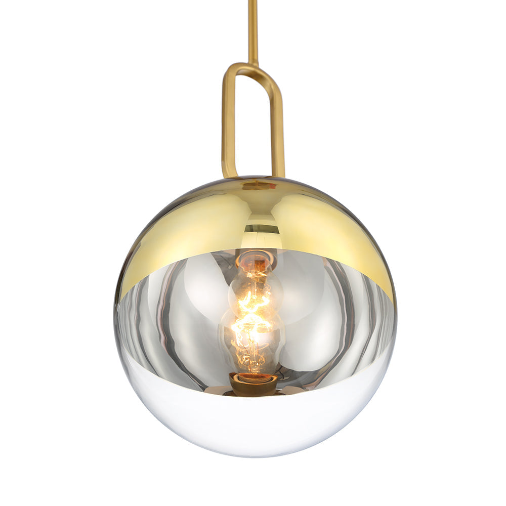 Eurofase Lighting Prospect 12" Large Dimmable Incandescent Gold Metal Pendant Light With Clear Glass Shade
