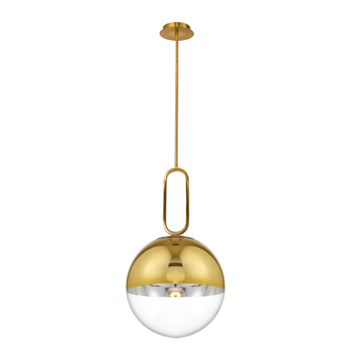 Eurofase Lighting Prospect 12" Large Dimmable Incandescent Gold Metal Pendant Light With Clear Glass Shade