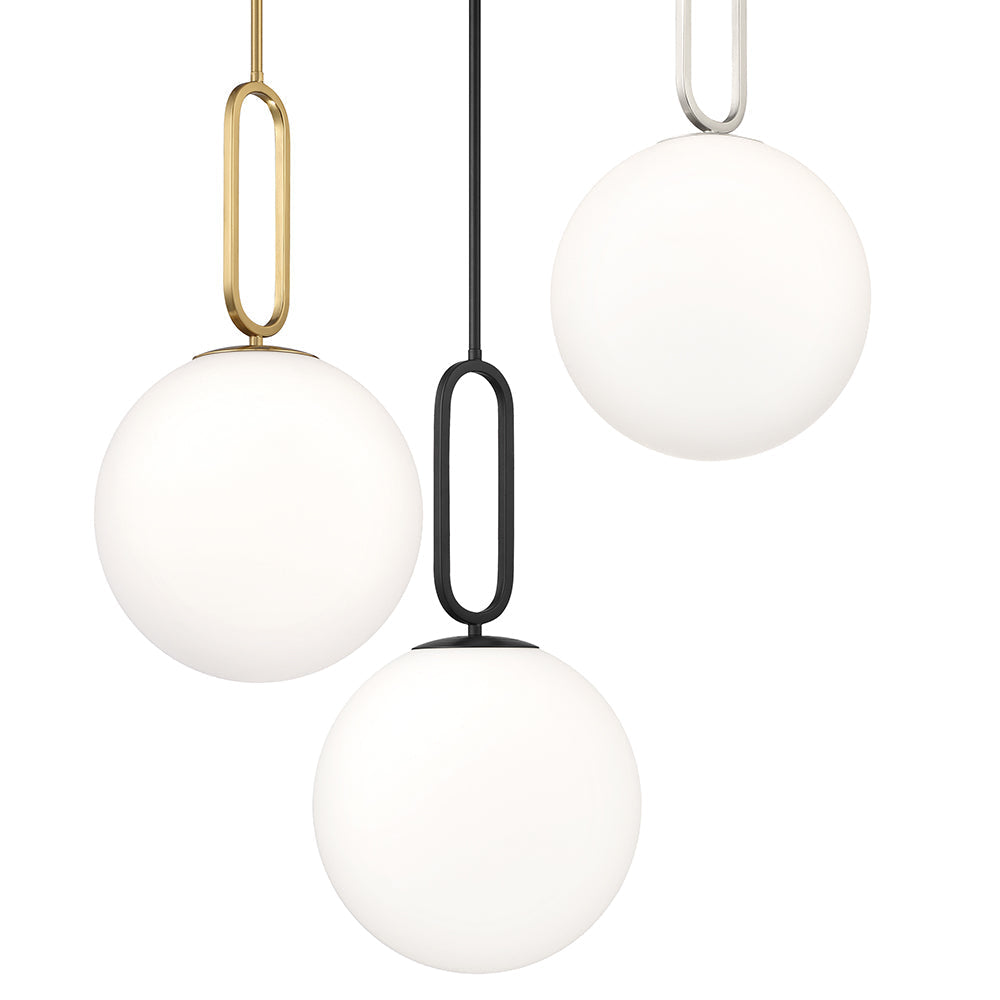 Eurofase Lighting Prospect 12" Large Dimmable Incandescent Gold Metal Pendant Light With Opal White Glass Shade