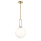 Eurofase Lighting Prospect 12" Large Dimmable Incandescent Gold Metal Pendant Light With Opal White Glass Shade