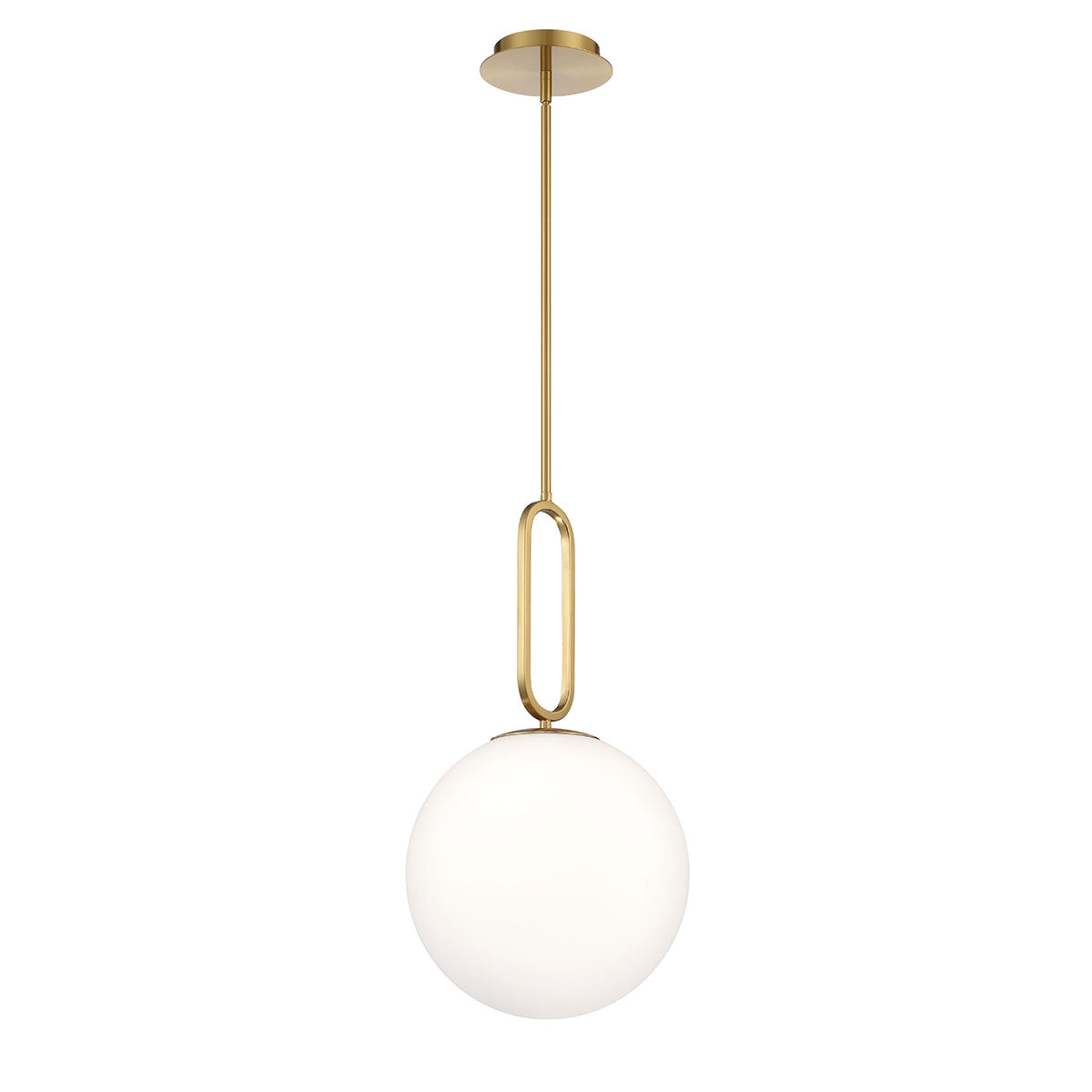 Eurofase Lighting Prospect 12" Large Dimmable Incandescent Gold Metal Pendant Light With Opal White Glass Shade
