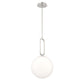 Eurofase Lighting Prospect 12" Large Dimmable Incandescent Satin Nickel Metal Pendant Light With Opal White Glass Shade
