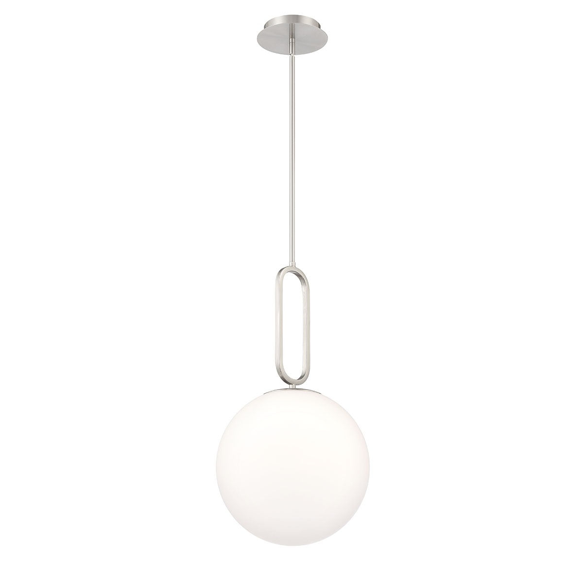 Eurofase Lighting Prospect 12" Large Dimmable Incandescent Satin Nickel Metal Pendant Light With Opal White Glass Shade