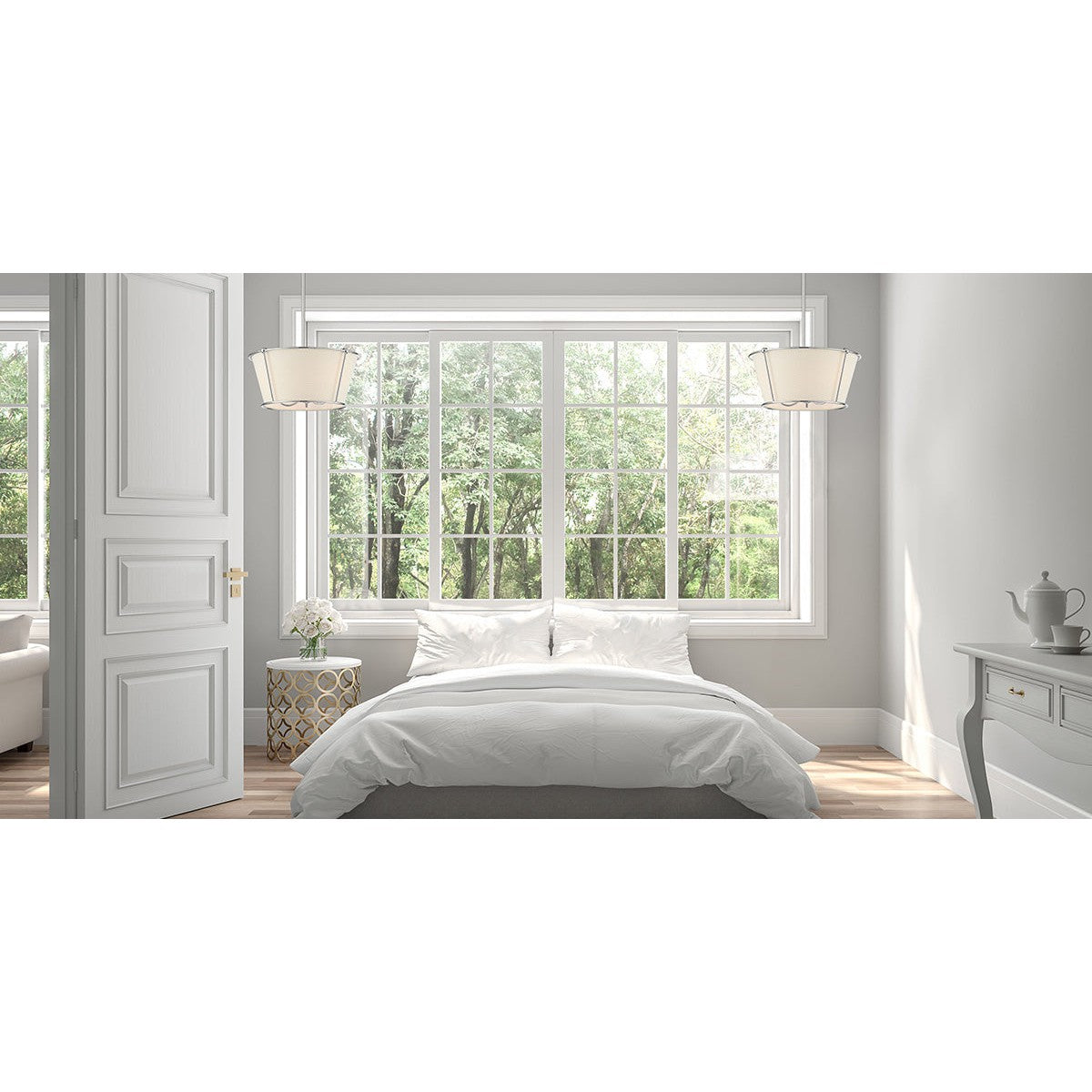 Eurofase Lighting Pulito 15" 3-Light Dimmable Incandescent Polished Nickel Pendant Light/ Semi Flush Mount