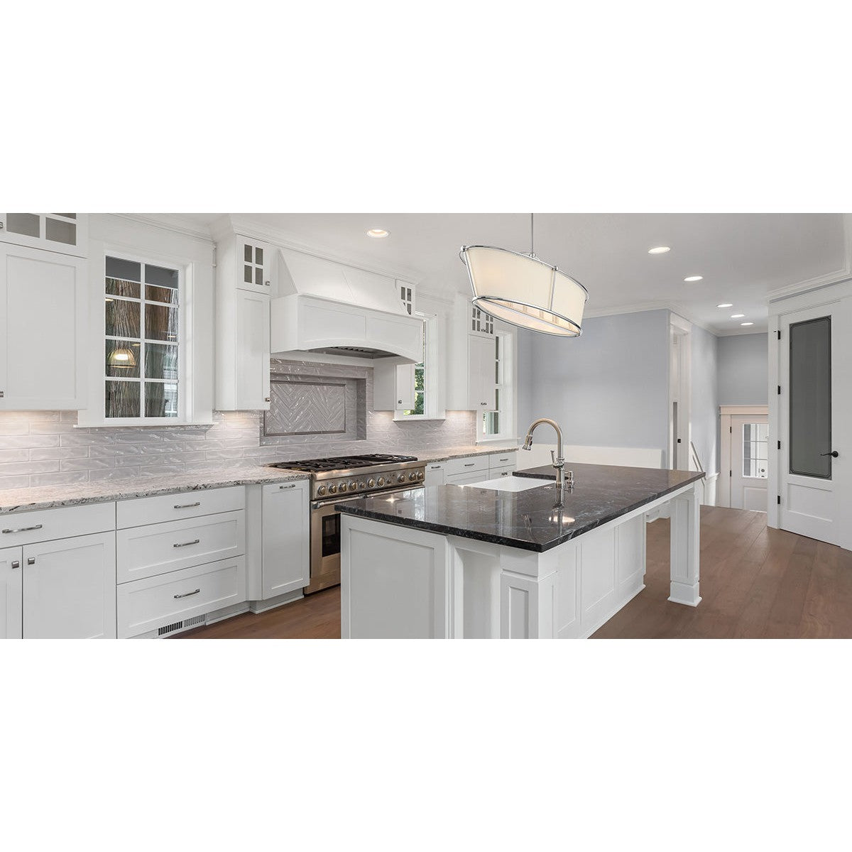 Eurofase Lighting Pulito 38" 6-Light Dimmable Incandescent Polished Nickel Island Pendant Light