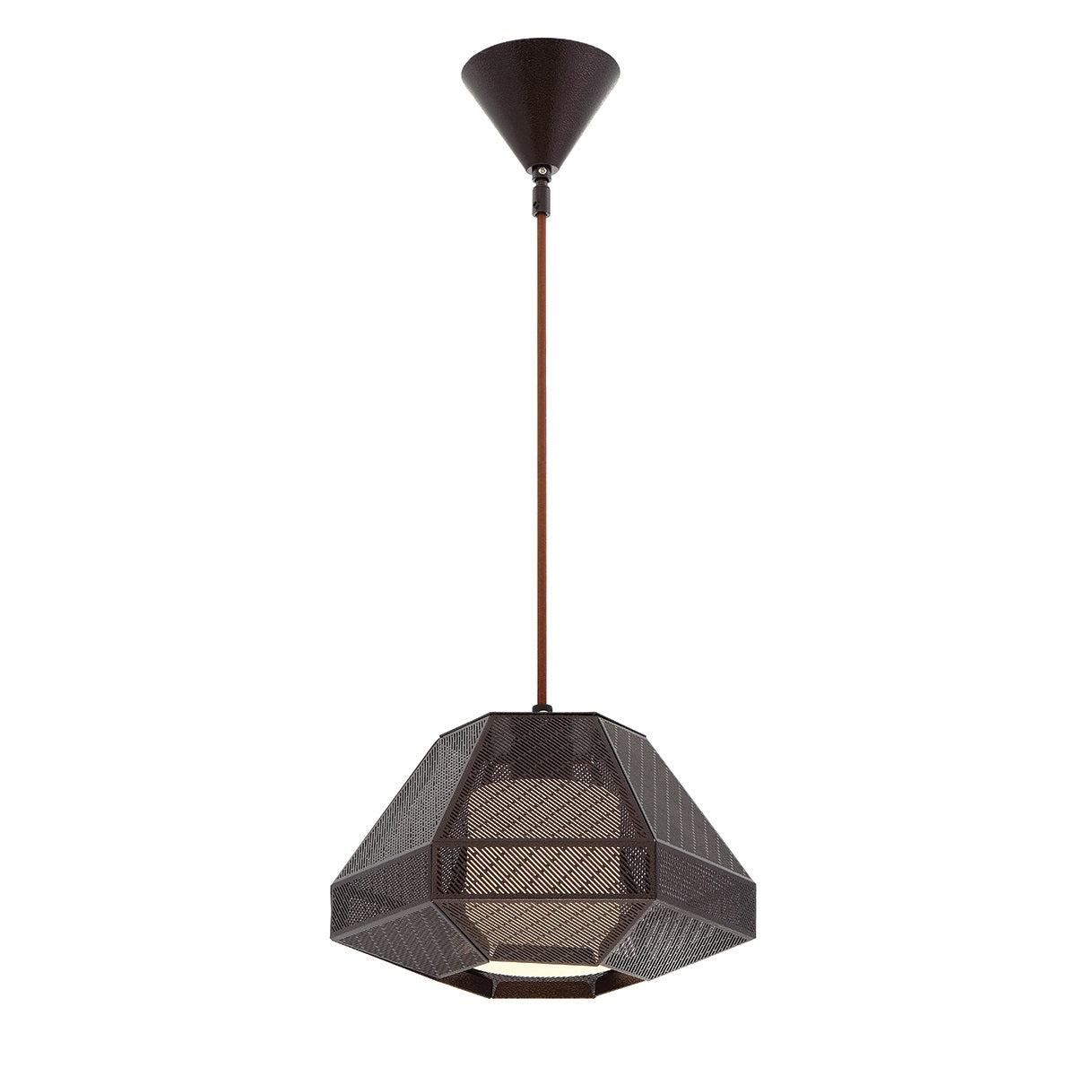 Eurofase Lighting Recinto 12" Bronze Incandescent Geometric Pendant Light With Metal & Frosted Glass Shade