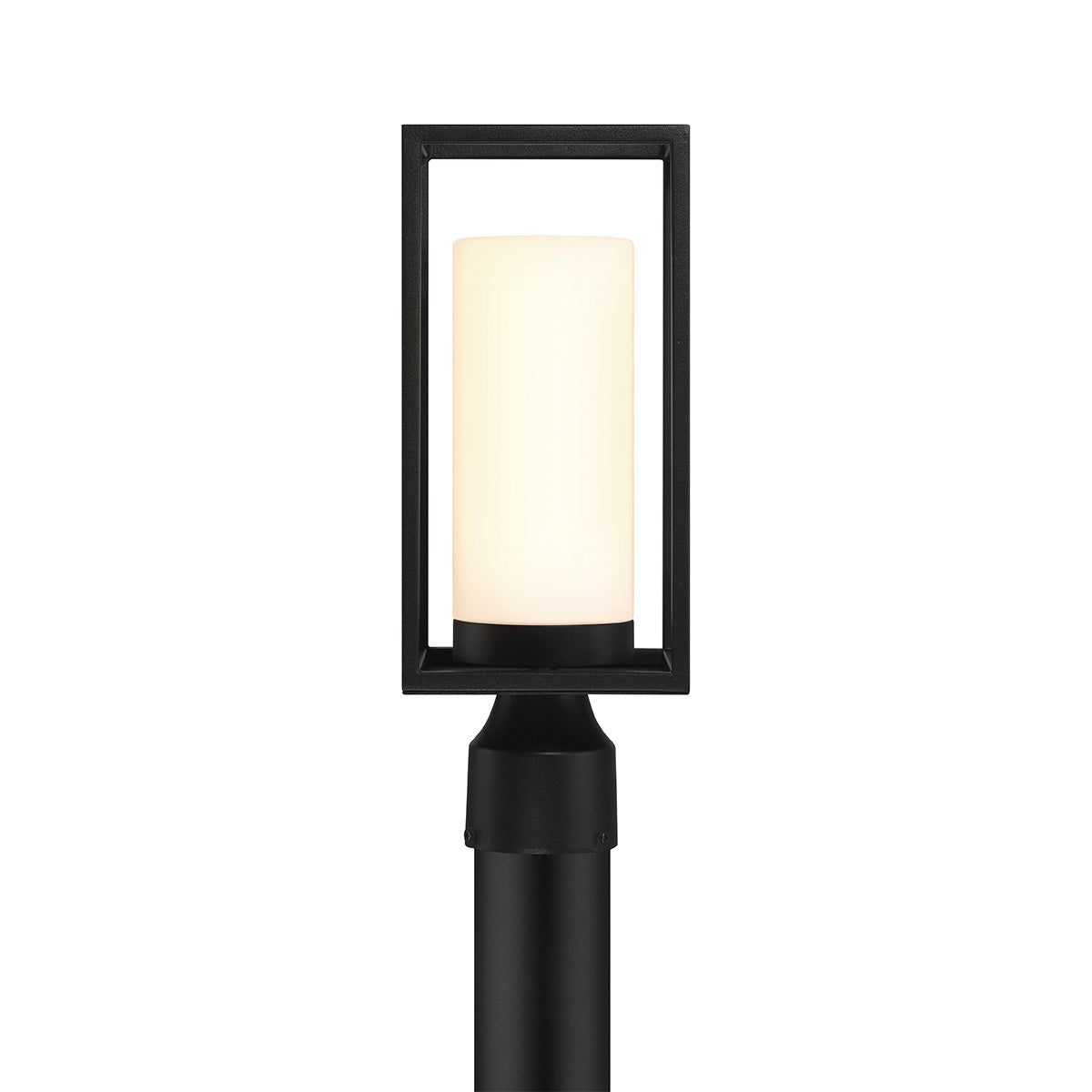 Eurofase Lighting Ren 15" 1-Light Opal White Glass Shade Powder Coat Black Outdoor Post Mount Lighting