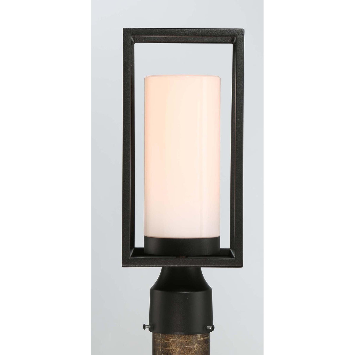 Eurofase Lighting Ren 15" 1-Light Opal White Glass Shade Powder Coat Black Outdoor Post Mount Lighting
