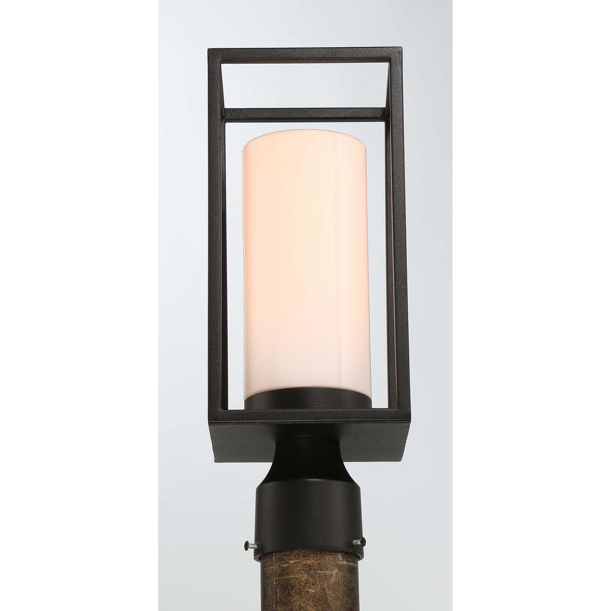 Eurofase Lighting Ren 15" 1-Light Opal White Glass Shade Powder Coat Black Outdoor Post Mount Lighting