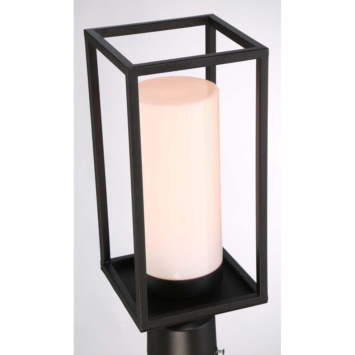 Eurofase Lighting Ren 15" 1-Light Opal White Glass Shade Powder Coat Black Outdoor Post Mount Lighting