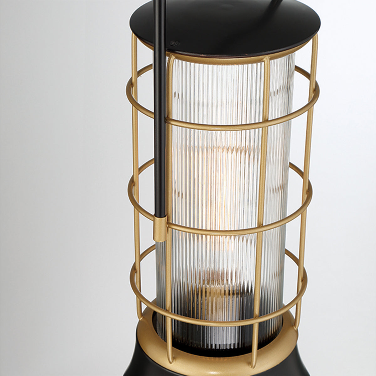 Eurofase Lighting Rivamar 23" 1-Light Clear Glass Shade Black and Gold Outdoor Post Mount Lighting