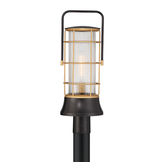 Eurofase Lighting Rivamar 23" 1-Light Clear Glass Shade Black and Gold Outdoor Post Mount Lighting
