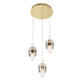 Eurofase Lighting Rola 15" 3-Light Dimmable Integrated LED Gold Round Chandelier With Smoked Glass Shades