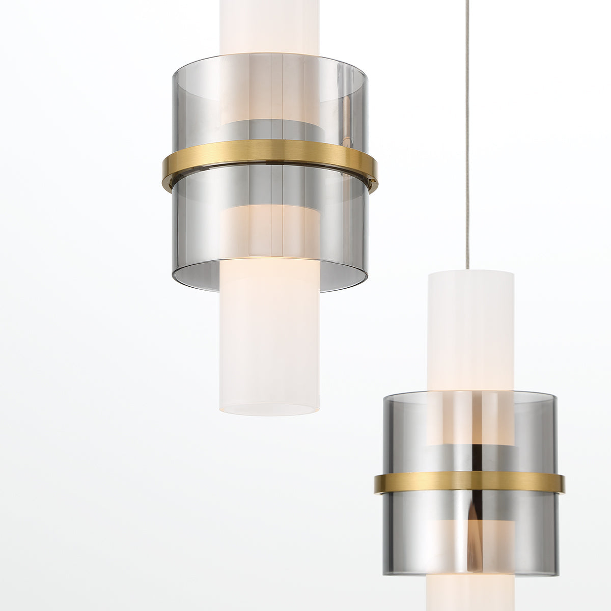 Eurofase Lighting Rola 15" 3-Light Dimmable Integrated LED Gold Round Chandelier With Smoked Glass Shades