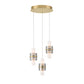 Eurofase Lighting Rola 15" 3-Light Dimmable Integrated LED Gold Round Chandelier With Smoked Glass Shades