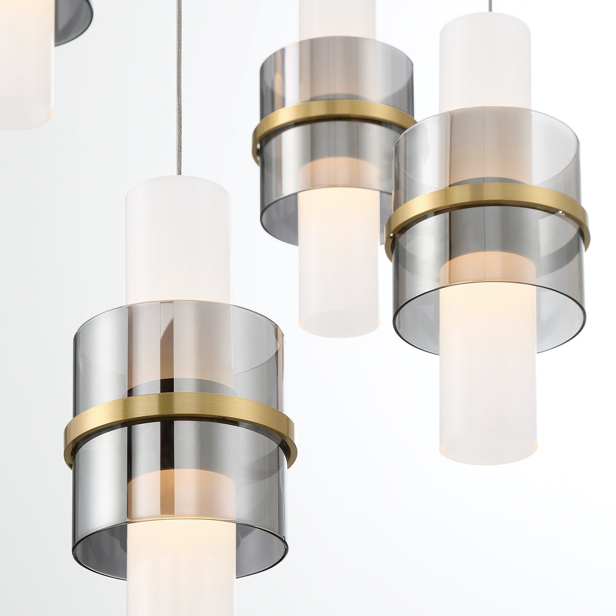 Eurofase Lighting Rola 18" 5-Light Dimmable Integrated LED Gold Round Chandelier With Smoked Glass Shades