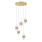Eurofase Lighting Rola 18" 5-Light Dimmable Integrated LED Gold Round Chandelier With Smoked Glass Shades