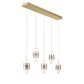 Eurofase Lighting Rola 42" 5-Light Dimmable Integrated LED Gold Linear Chandelier With Smoked Glass Shades