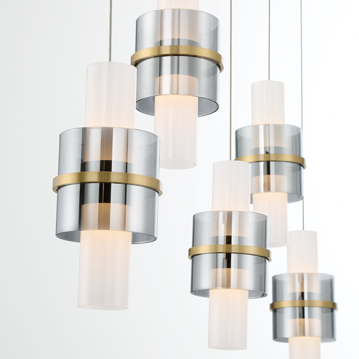 Eurofase Lighting Rola 42" 5-Light Dimmable Integrated LED Gold Linear Chandelier With Smoked Glass Shades