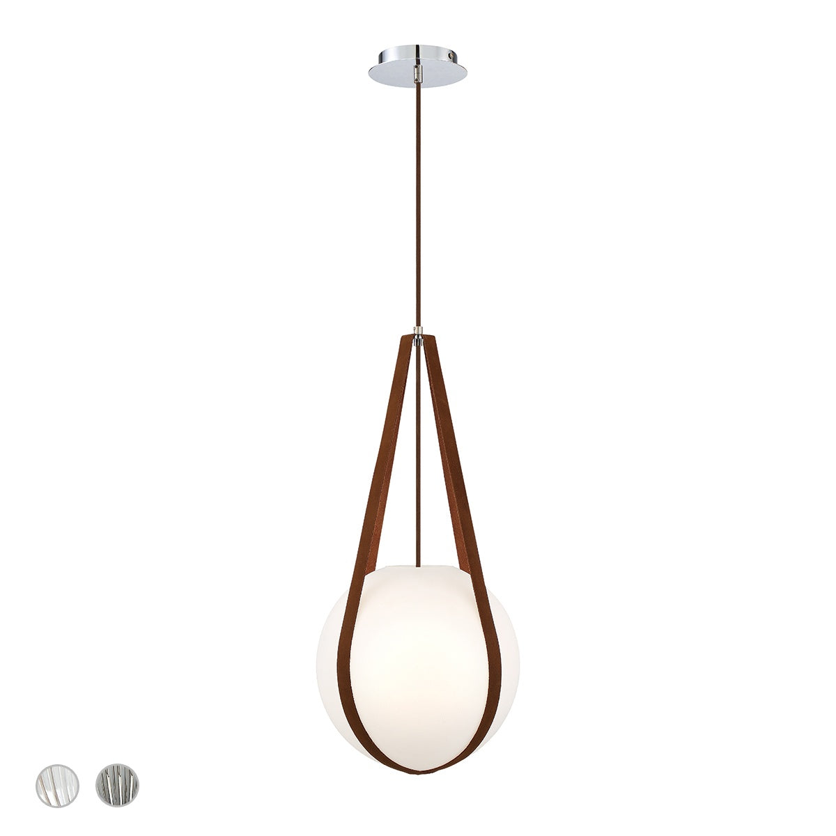 Eurofase Lighting Rosemount 27" Dimmable Chrome Pendant Light With White & Tan Glass Shade