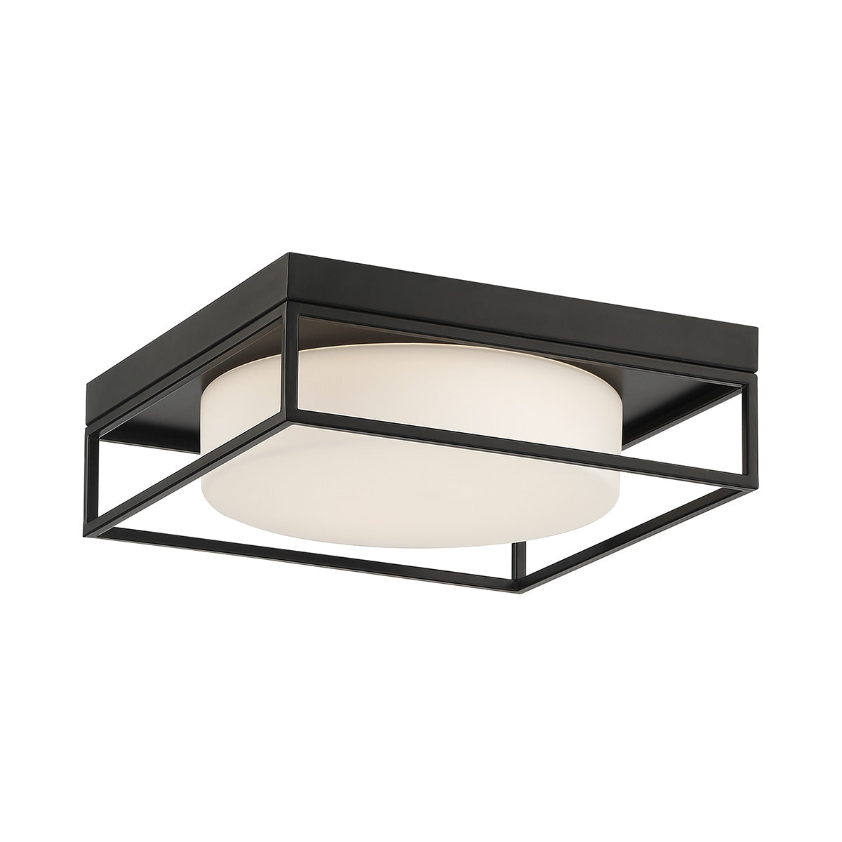 Eurofase Lighting Rover 12" Small Dimmable Integrated LED Black Flush Mount With Opal Glass Shade