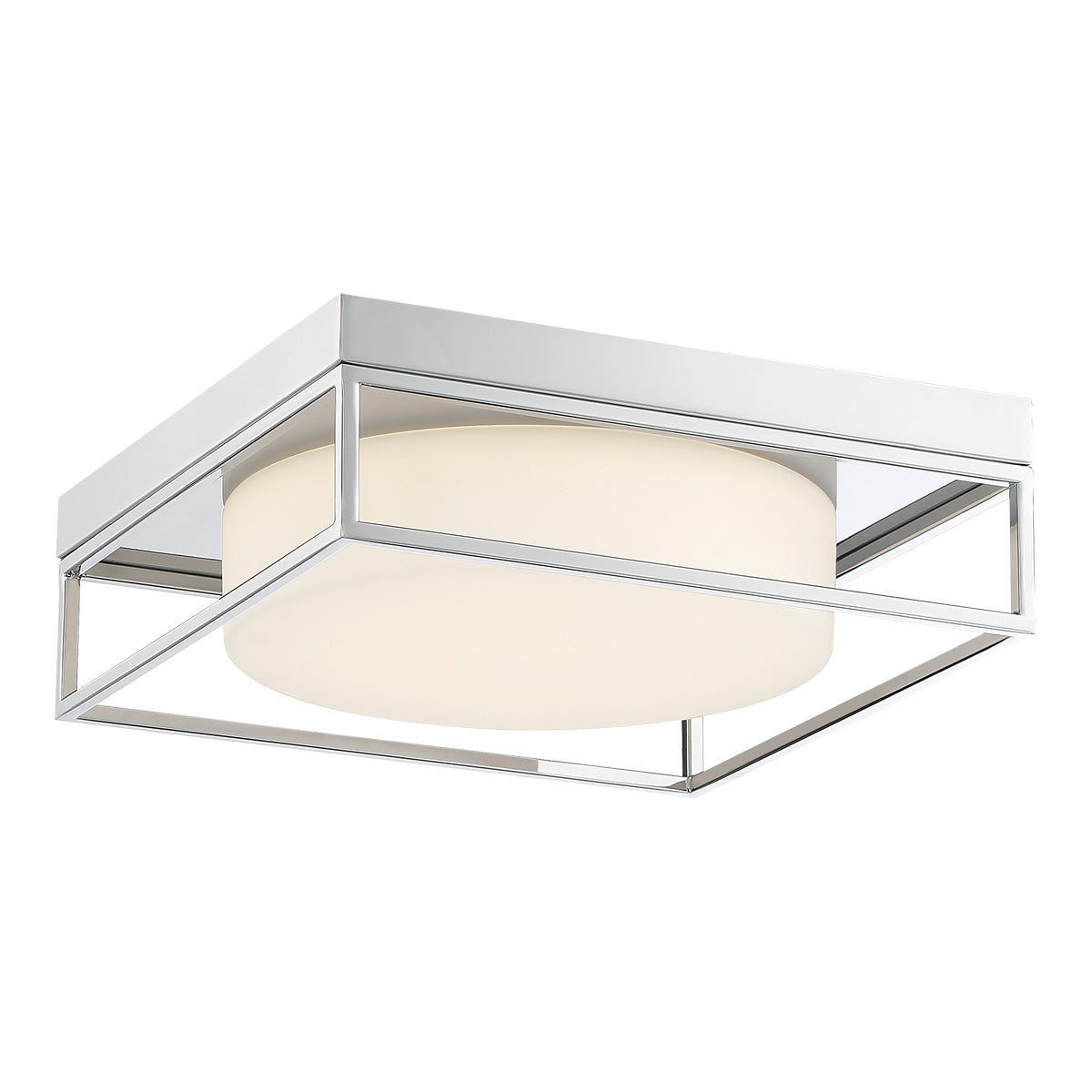 Eurofase Lighting Rover 12" Small Dimmable Integrated LED Chrome Flush Mount With Opal Glass Shade