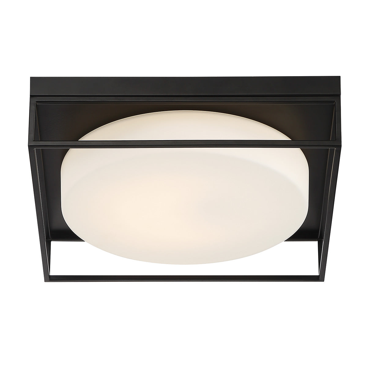 Eurofase Lighting Rover 15" Large Dimmable Integrated LED Black Flush Mount With Opal Glass Shade