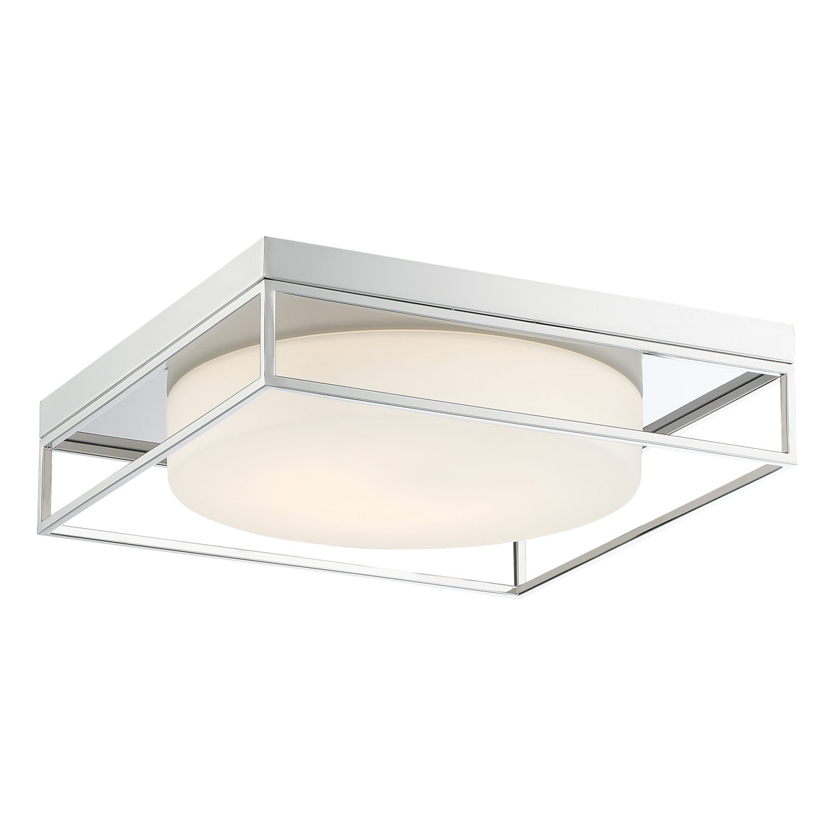 Eurofase Lighting Rover 15" Large Dimmable Integrated LED Chrome Flush Mount With Opal Glass Shade