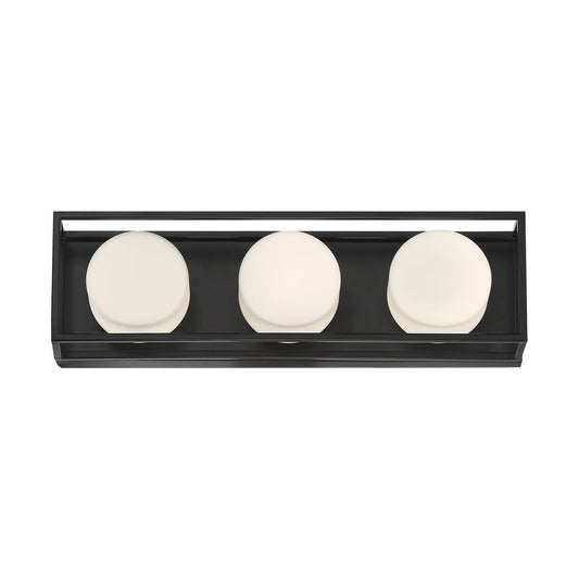 Eurofase Lighting Rover 18" 3-Light Dimmable Integrated LED Black Bath Bar With Opal Glass Shades