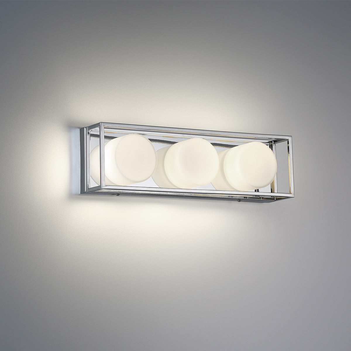 Eurofase Lighting Rover 18" 3-Light Dimmable Integrated LED Chrome Bath Bar With Opal Glass Shades