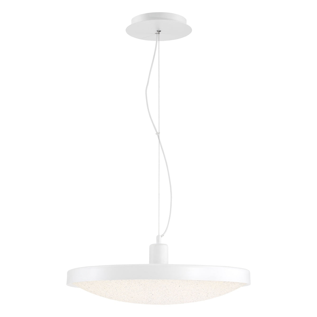 Eurofase Lighting Sandstone 20" Dimmable Integrated LED White Metal Pendant Light With Clear Textured Acrylic Shade