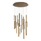 Eurofase Lighting Santana 24" 18-Light Round Dimmable LED Antique Brass Metal Chandelier With Extruded Metal Tube Shades